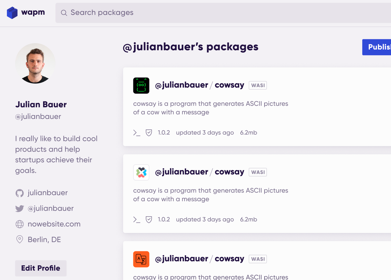 WAPM User page